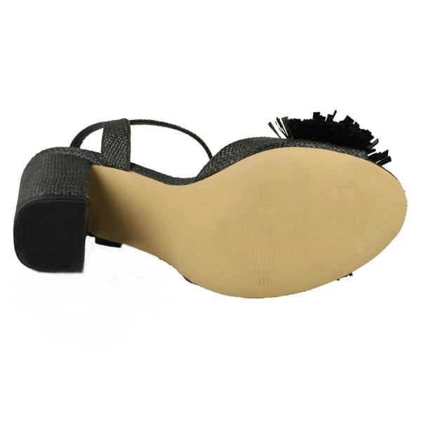 Spot On Ladies Spot On Chunky Heel Fringe Bow Vamp Sandals F10842