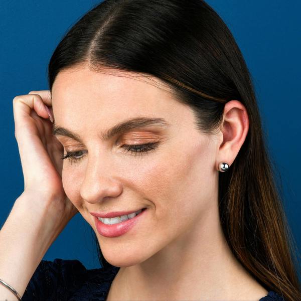 namana 925 Sterling Silver 10mm Diameter Ball Stud Earrings for Women