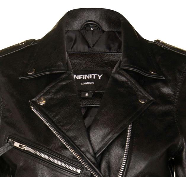 Infinity Leather Women's Black FRINGE Leather Brando TASSELED Motorcycle Cow Hide Biker Jacket