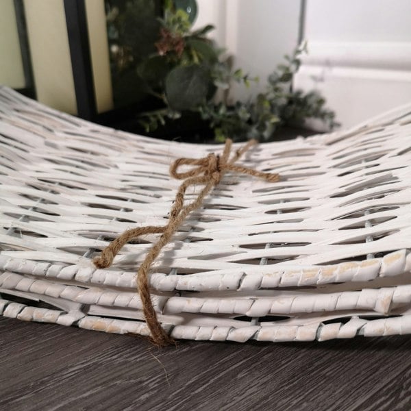 Samuel Alexander 40/58cm Samuel Alexander KD Willow Christmas Tree Skirt Wicker Rattan- Medium White Wash