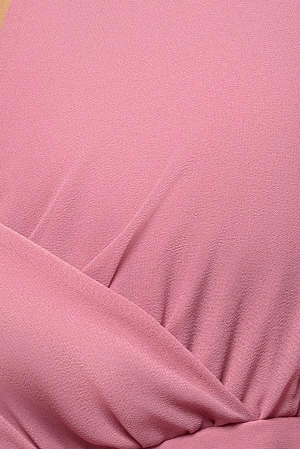 Wrap Back With Front Slit Chiffon Maxi Dress - Dusty Pink DR2800P