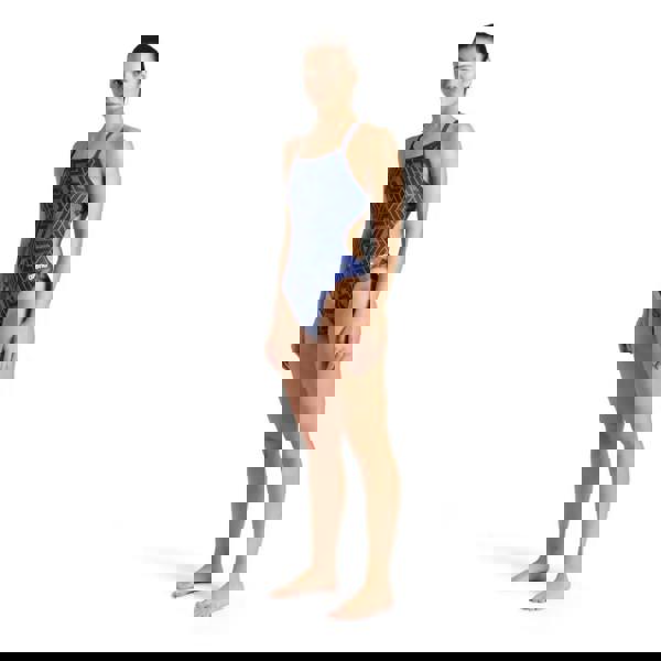 Navy Arena Escape Challenge blue white geometric one-piece swimsuit