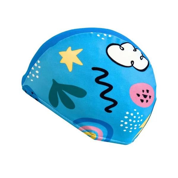 Colorful Fashy Junior Lycra Swim Cap with cartoon star design