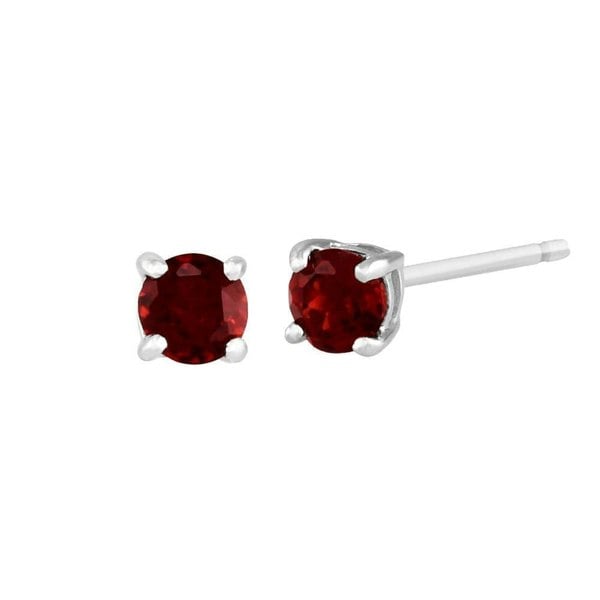 117E0031109 Classic Round Garnet Stud Earrings in 9ct White Gold 1