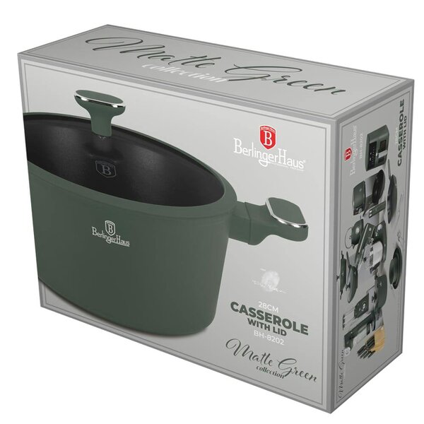 Berlinger Haus Casserole with lid, 28 cm Berlinger Haus BH8202 Matte Green