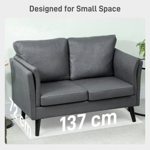 Wyld Haus Ravi Grey Faux Leather 2 Seater Sofa