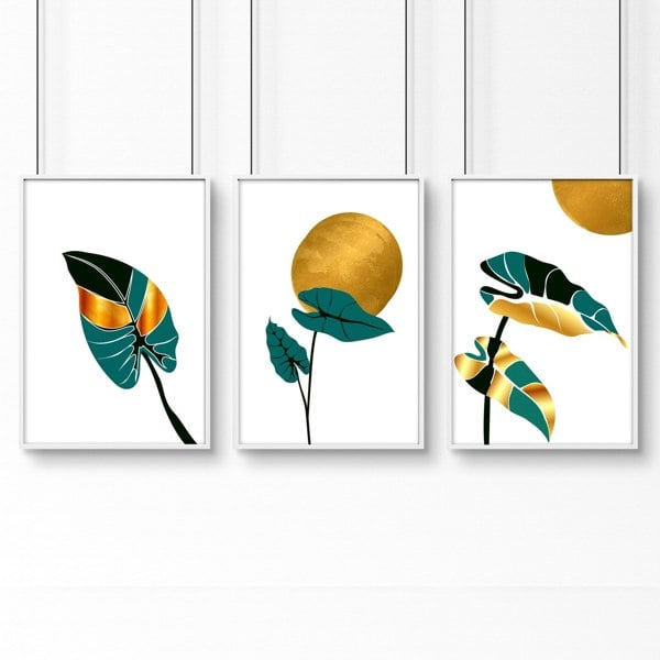 Set of 3 wall prints | Modern Botanical Home office decor