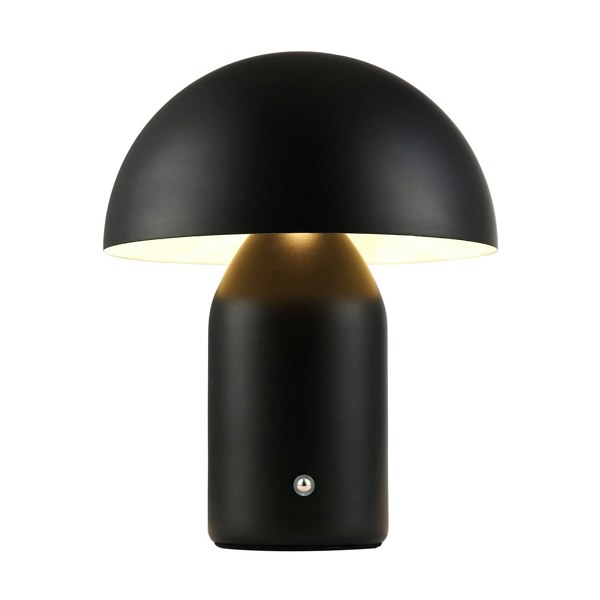 Modern Rechargeable Mushroom Table Lamp in Mat Black with Touch Dimmer Button Image 2