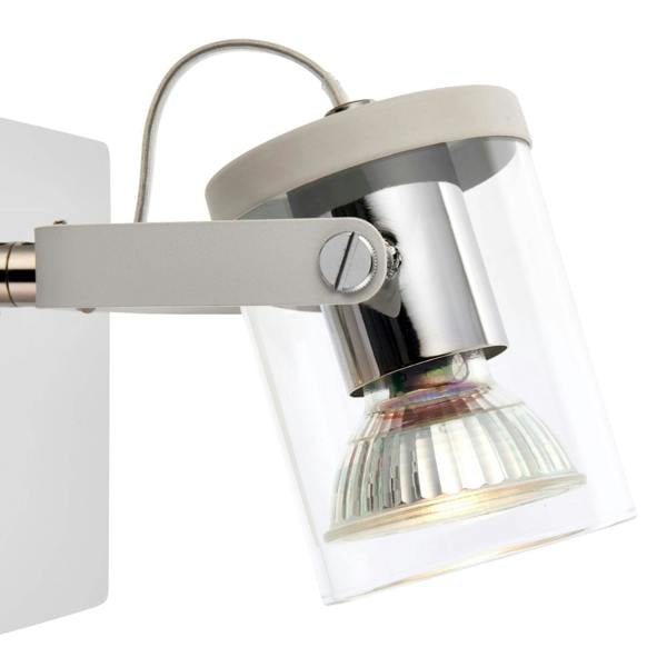 Pagazzi Lighting Errol 1 Light Polished Chrome and White Spotlight Ceiling Light with Glass Shade