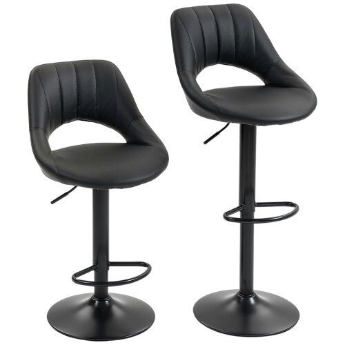 Wyld Haus Nadi Set Of 2 Black Faux Leather Bar Chairs With Padded Seats