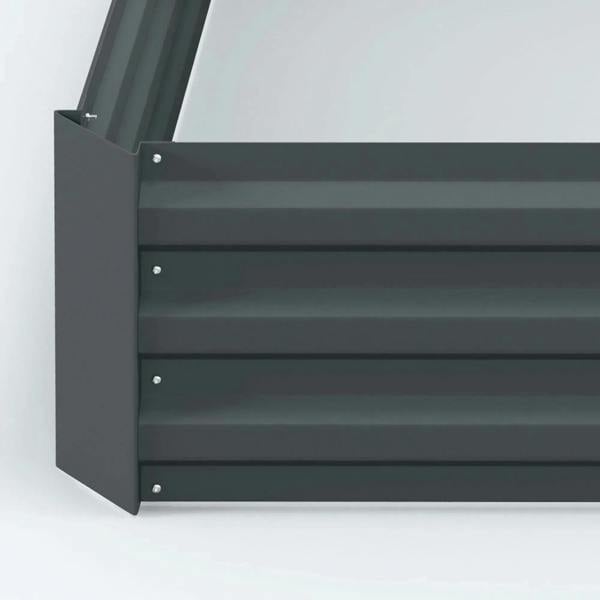 Dark grey raised garden bed end panel with slatted interior