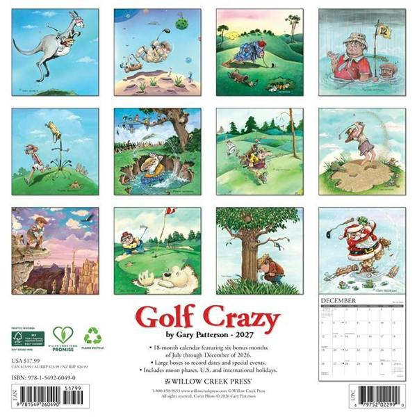 Gary Patterson, Golf Crazy Calendar 2027, Wall Calendars, Month To View, Sports, Gift