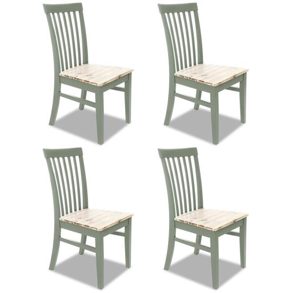 Statement Furniture Florence Highback Dining Chairs with Wooden Seat Set of 4