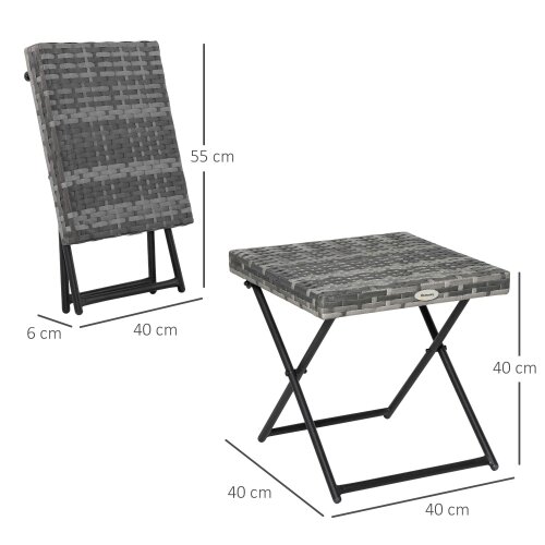 Wyld Haus Tasaso Faux Rattan Grey Square Folding Outdoor Side Table With Steel Frame