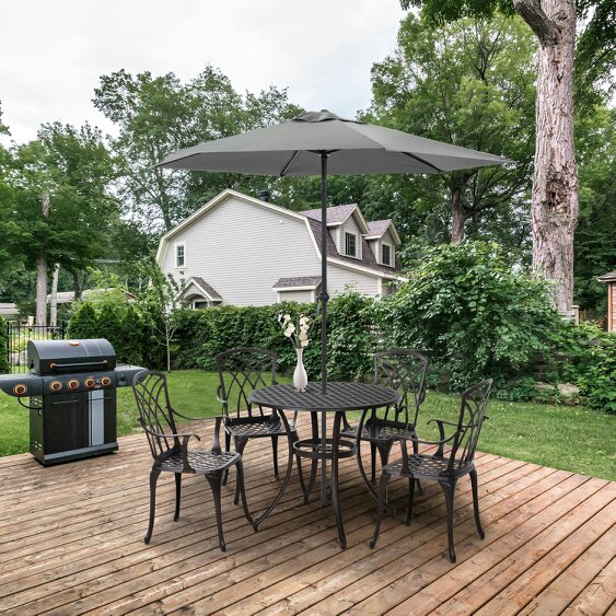 Outsunny 5 PCs Garden Dining Set, Garden Furniture Set, Brown - Brown