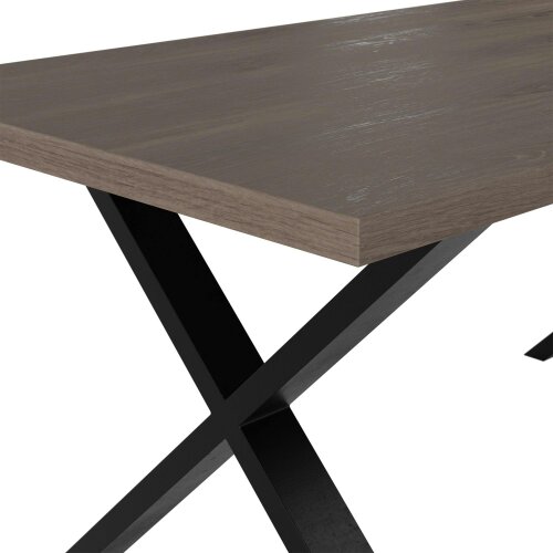 Wyld Haus Pefkos Natural Oak and Black Metal Dining Table