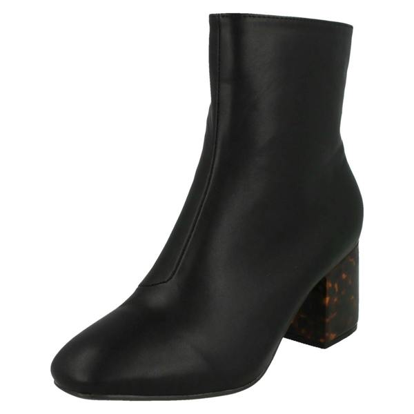Spot On Ladies Spot On Block Mottled Heel Ankle Boots