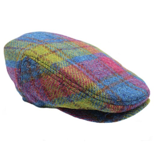 Heather Hats & Accessories Harris Tweed Traditional Flat Cap, Satin Lining, Outdoor Wear, Lupin Blue