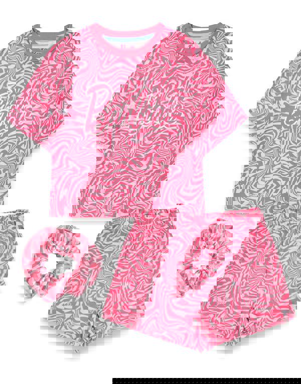 Barbie Girls Pink All Over Pattern Short Sleeve Short Leg Pyjama Set