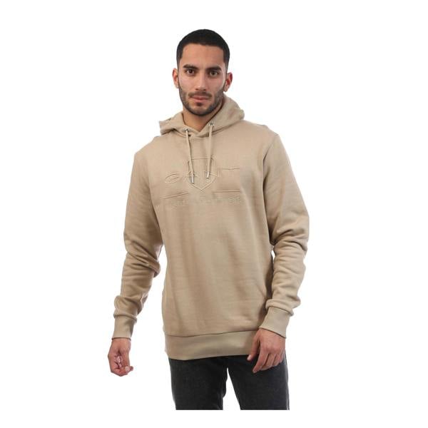 Gant Mens Archive Shield Tonal Hoodie - Beige - 