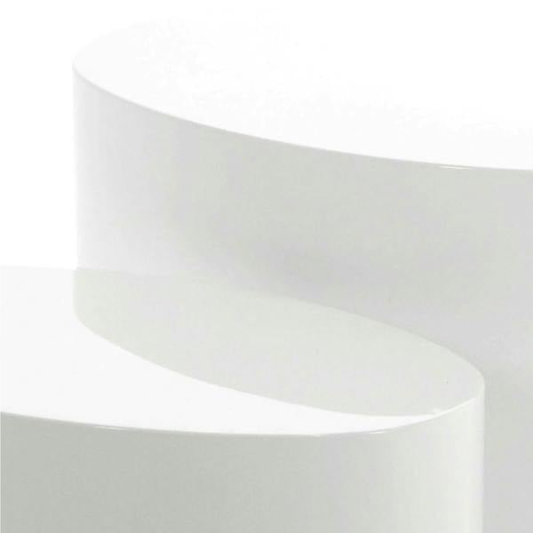 Wyld Haus Sendai Gloss White Oval Coffee Table Set