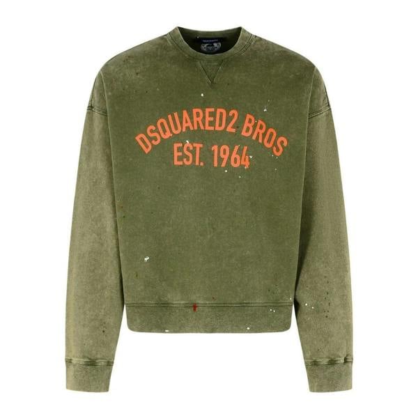 Dsquared2 Marble Dyed With Vanish Spot Cypro Fit Sweatshirt Military Green M