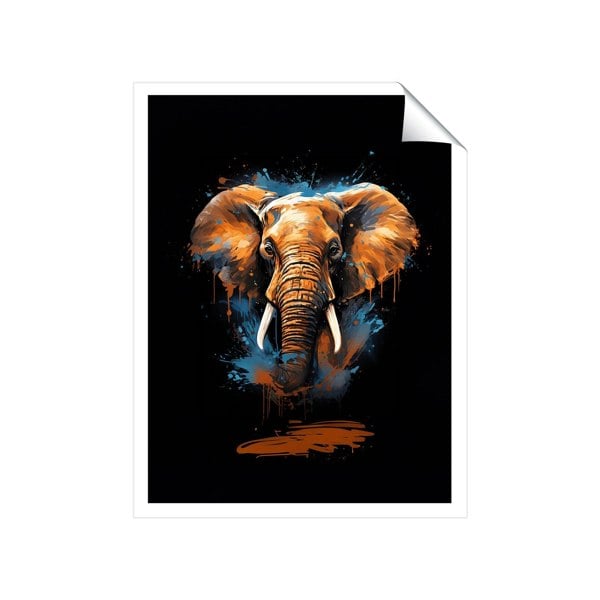 Warren Reed Splashart Elephant Blue Art Prints