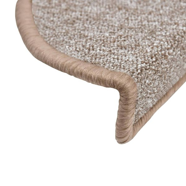 Berkfield Carpet Stair Treads 15 pcs Light Brown 56x17x3 cm