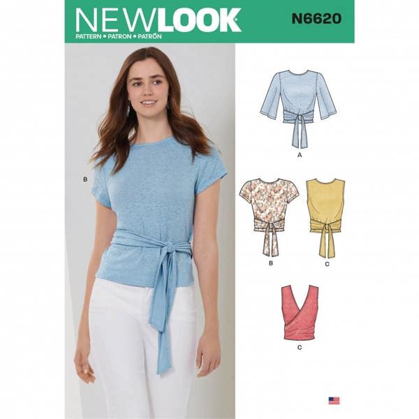 New Look Sewing Pattern 6620, Tops for Women, A (XS-S-M-L-XL) - Intermediate