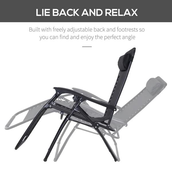 Black zero gravity recliner chair with adjustable back and footrest, armrests
