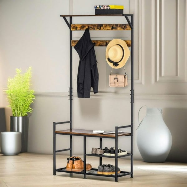 Rafaelo Mobilia Industrial 180CM Tall Coat Stand With 9 Hooks