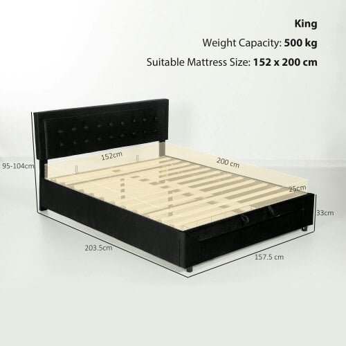 Wyld Haus Banado King Size Ottoman Bed Frame with Front Divan Drawer Storage In Black