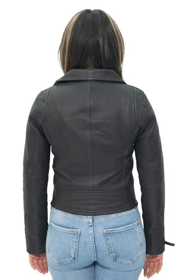Infinity Leather Womens Leather Matt Vintage Brando Biker Jacket-Taipei