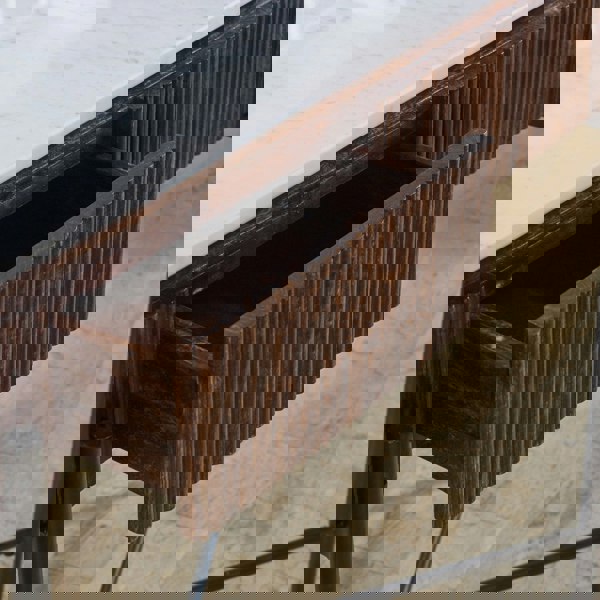 IH Design Miel Mango Wood Console Table With Marble Top And Metal Legs