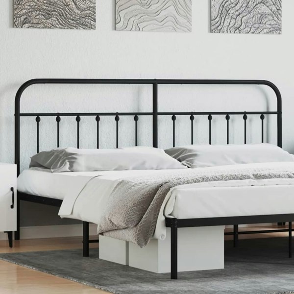 Berkfield Metal Headboard Black 193 cm