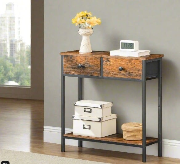 Modcraft Rustic Console Table with Storage - Ideal for Living Room and Hallway