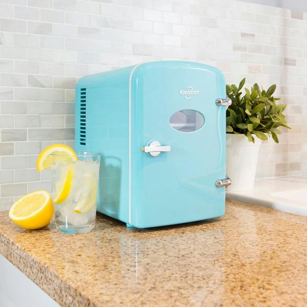 Koolatron 4L Mini Fridge For Bedrooms 6 Can Table Top 12V Portable Cooler Skincare Green