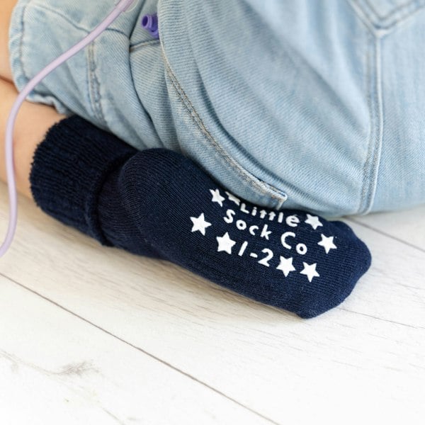 Little Sock Co. Cosy Stay-on Non-Slip Baby Socks - Navy 3 Pack