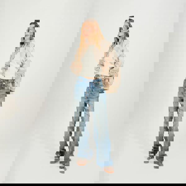 Brave Soul Stone Ruched Sleeve Oversized Bomber Jacket - Stone Image 3