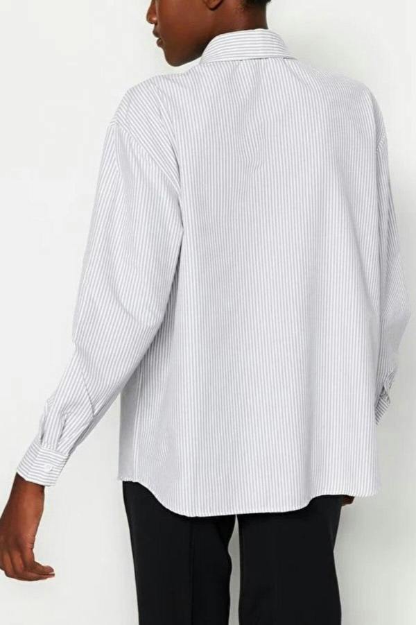 WOVCOR Striped Woven Shirt with Pocket Detail