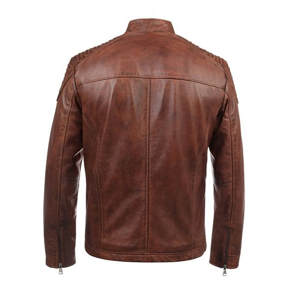 PRIMEHIDE Leather Biker Jacket Thomas Antique Brown