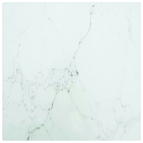 Berkfield Table Top White 30x30 cm 6 mm Tempered Glass with Marble Design
