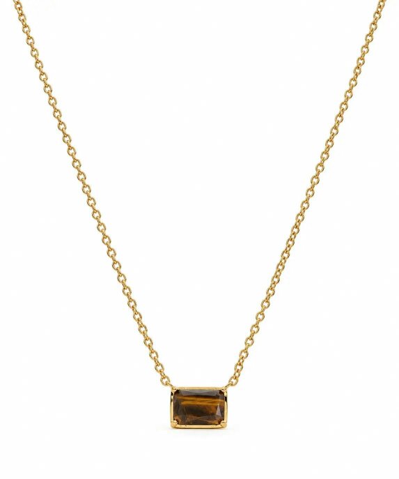 Luxe Tones Mara Luxe 18K Gold Plated Tiger’s Eye Pendant Necklace