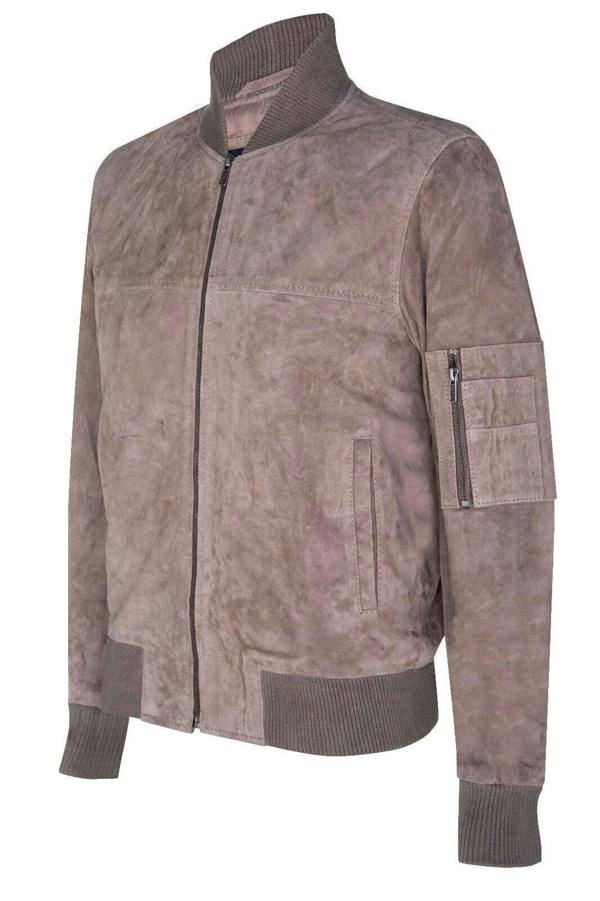 Infinity Leather Mens Suede Leather MA-1 Varsity Bomber Jacket