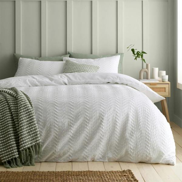 Heatset Wave White Super King Duvet Cover Set