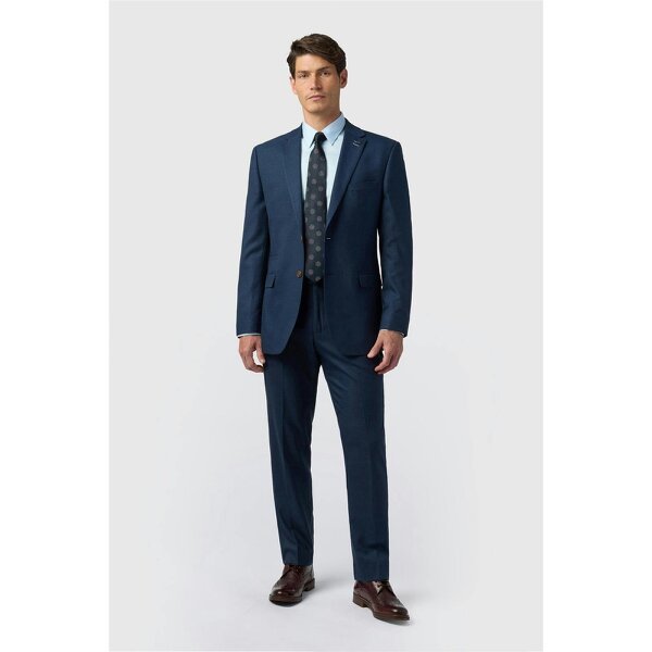 Antique Rogue Regular Fit Navy Texture Stretch Jacket