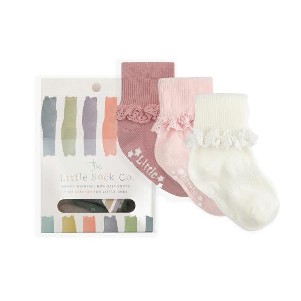 Little Sock Co. Gift Box of Socks - 3 Pairs of Frilly Non-Slip Stay-on Socks