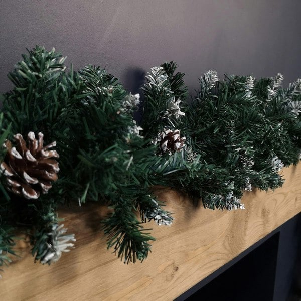 Samuel Alexander 2.7m Snow Tipped Christmas Garland with Pine Cones and Mixed Needles