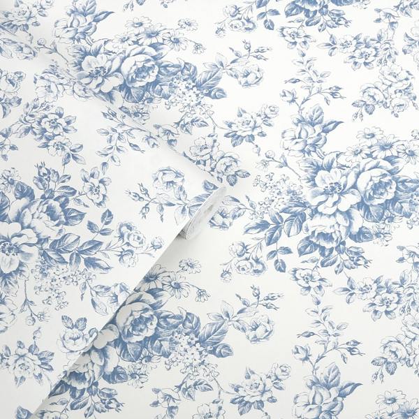 Laura Ashley Toile Delight Cornflower Blue Wallpaper