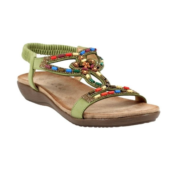 Lunar Women's Mariella Beaded Sandals - Khaki